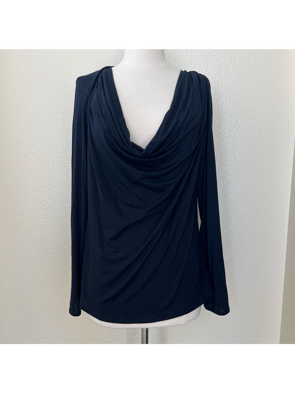 Per Se by Carlisle Collection cowl neck long sleeve top black lyocell belend